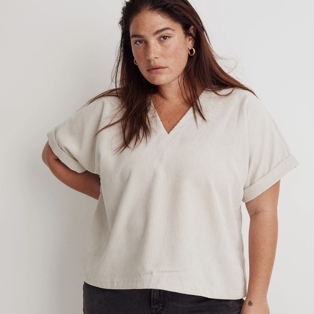 Madewell Corduroy Renata V-Neck Top 1X